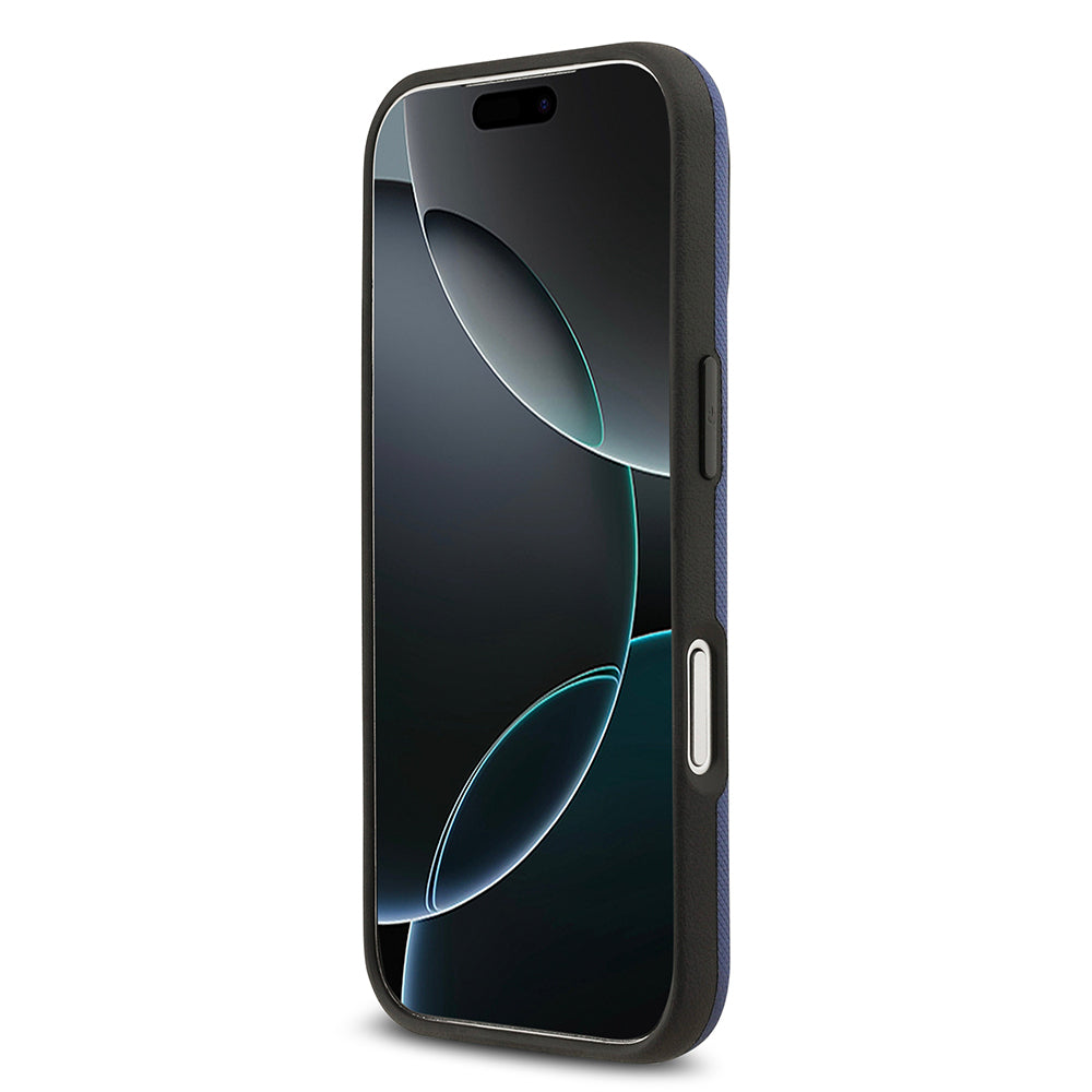 Apple iPhone 17 Pro Max Kılıf BMW Orjinal Lisanslı M-safe Şarj Özellikli Metal Logolu Delikli M Dizayn Deri Kapak Gri