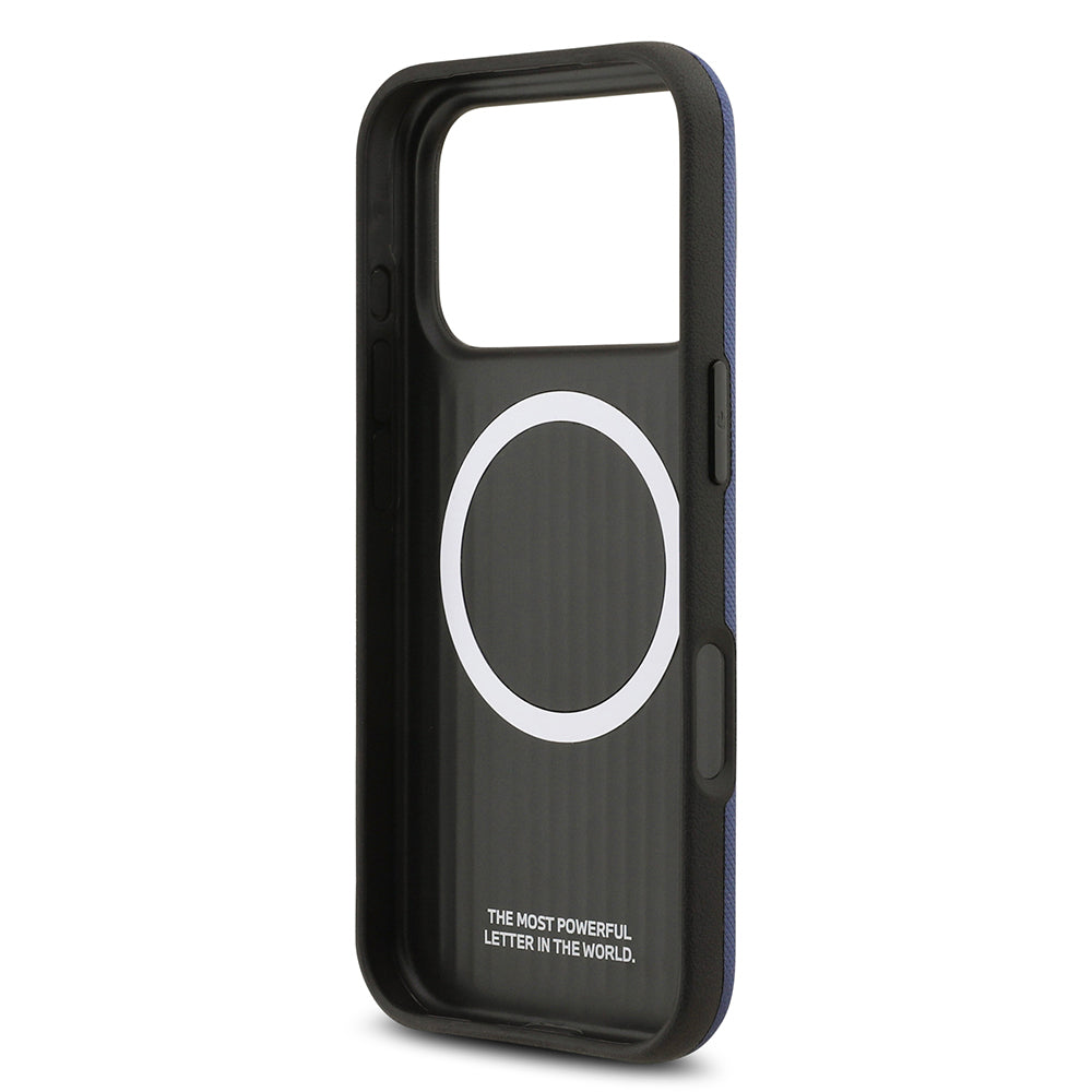 Apple iPhone 17 Pro Max Kılıf BMW Orjinal Lisanslı M-safe Şarj Özellikli Metal Logolu Delikli M Dizayn Deri Kapak Füme