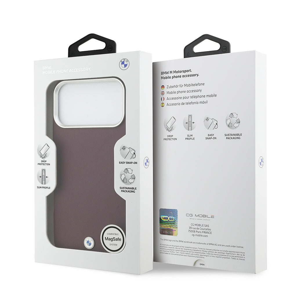 Apple iPhone 17 Pro Max Kılıf BMW Orjinal Lisanslı M-safe Şarj Özellikli Metal Logolu Tam Kaplama Deri Kapak Gri