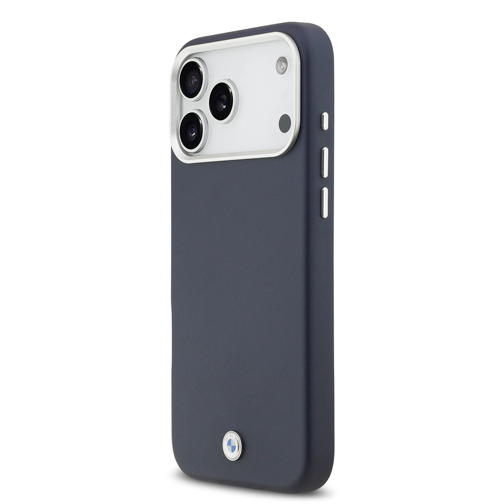 Apple iPhone 17 Pro Max Kılıf BMW Orjinal Lisanslı M-safe Şarj Özellikli Metal Logolu Tam Kaplama Deri Kapak Siyah