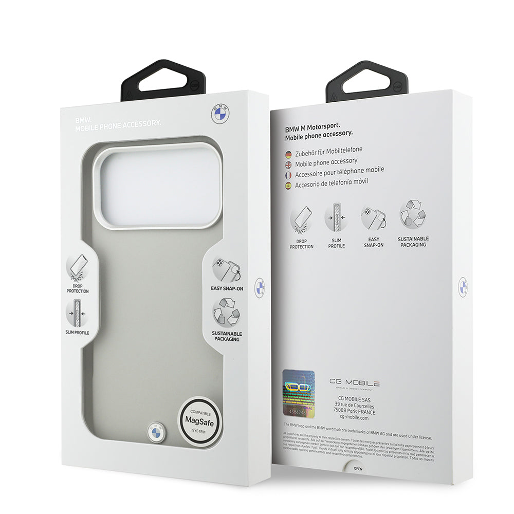 Apple iPhone 17 Pro Max Kılıf BMW Orjinal Lisanslı M-safe Şarj Özellikli Metal Logolu Tam Kaplama Deri Kapak Kırmızı