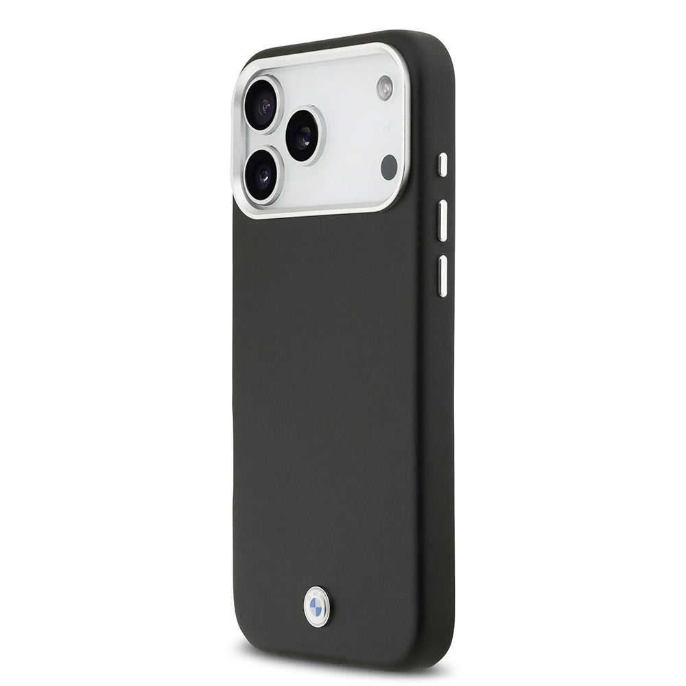 Apple iPhone 17 Pro Max Kılıf BMW Orjinal Lisanslı M-safe Şarj Özellikli Metal Logolu Tam Kaplama Deri Kapak Siyah