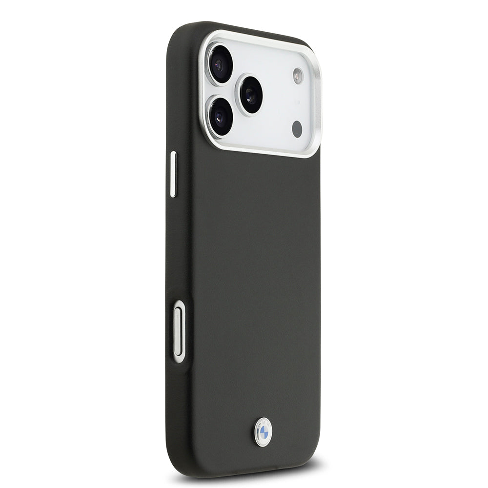 Apple iPhone 17 Pro Max Kılıf BMW Orjinal Lisanslı M-safe Şarj Özellikli Metal Logolu Tam Kaplama Deri Kapak Gri