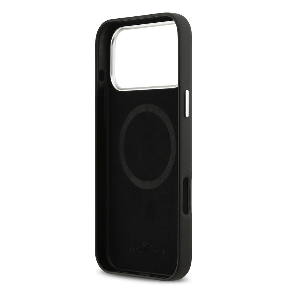 Apple iPhone 17 Pro Max Kılıf BMW Orjinal Lisanslı M-safe Şarj Özellikli Metal Logolu Tam Kaplama Deri Kapak Kırmızı