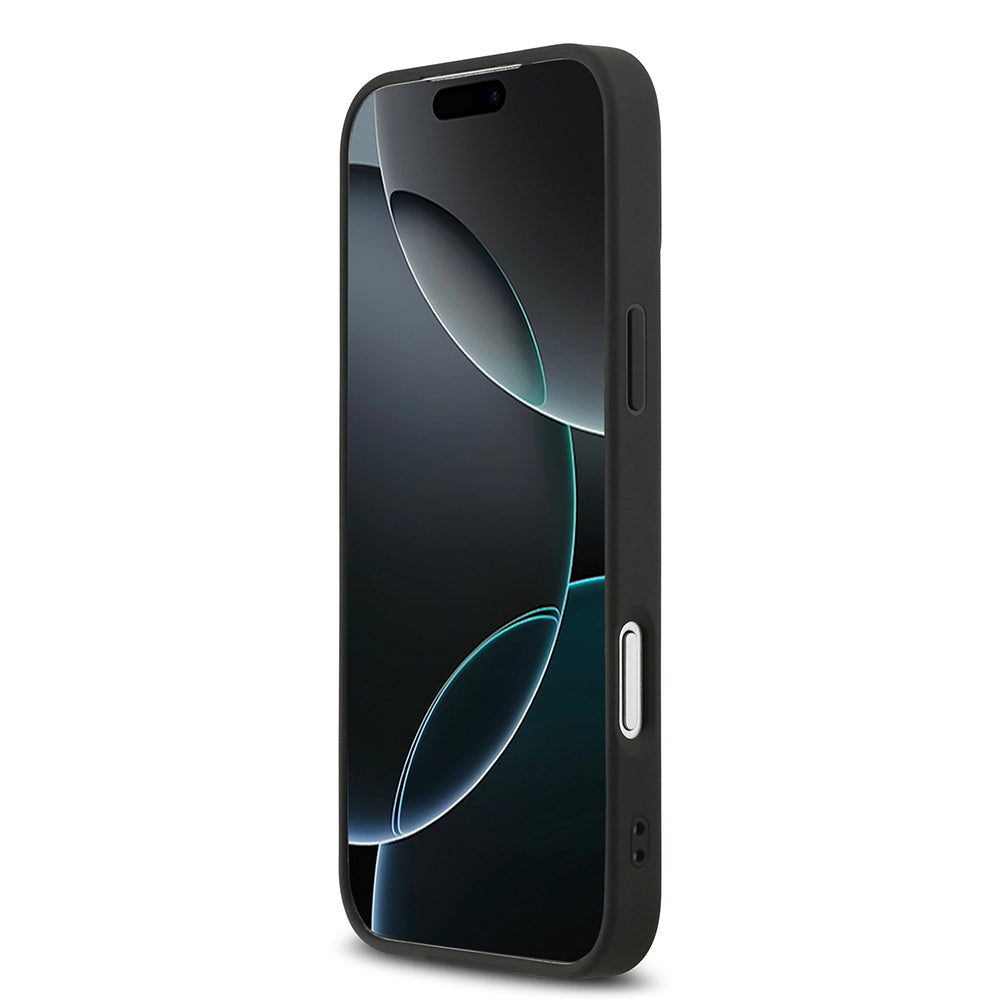 Apple iPhone 17 Pro Max Kılıf DKNY Orjinal Lisanslı M-safe Şarj Özellikli 3D Yazılı Metal Logolu Kapak Siyah