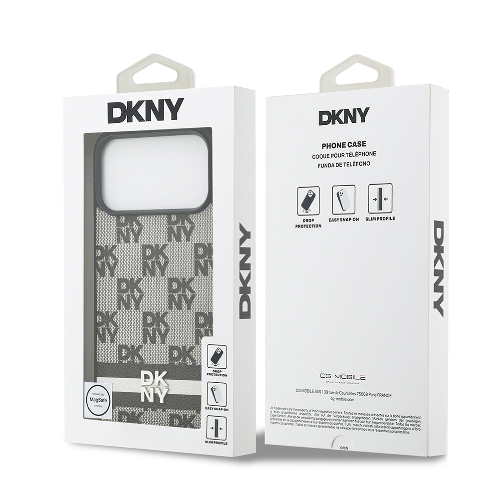 Apple iPhone 17 Pro Max Kılıf DKNY Orjinal Lisanslı M-safe Şarj Özellikli 3D Yazılı Metal Logolu Kapak Siyah