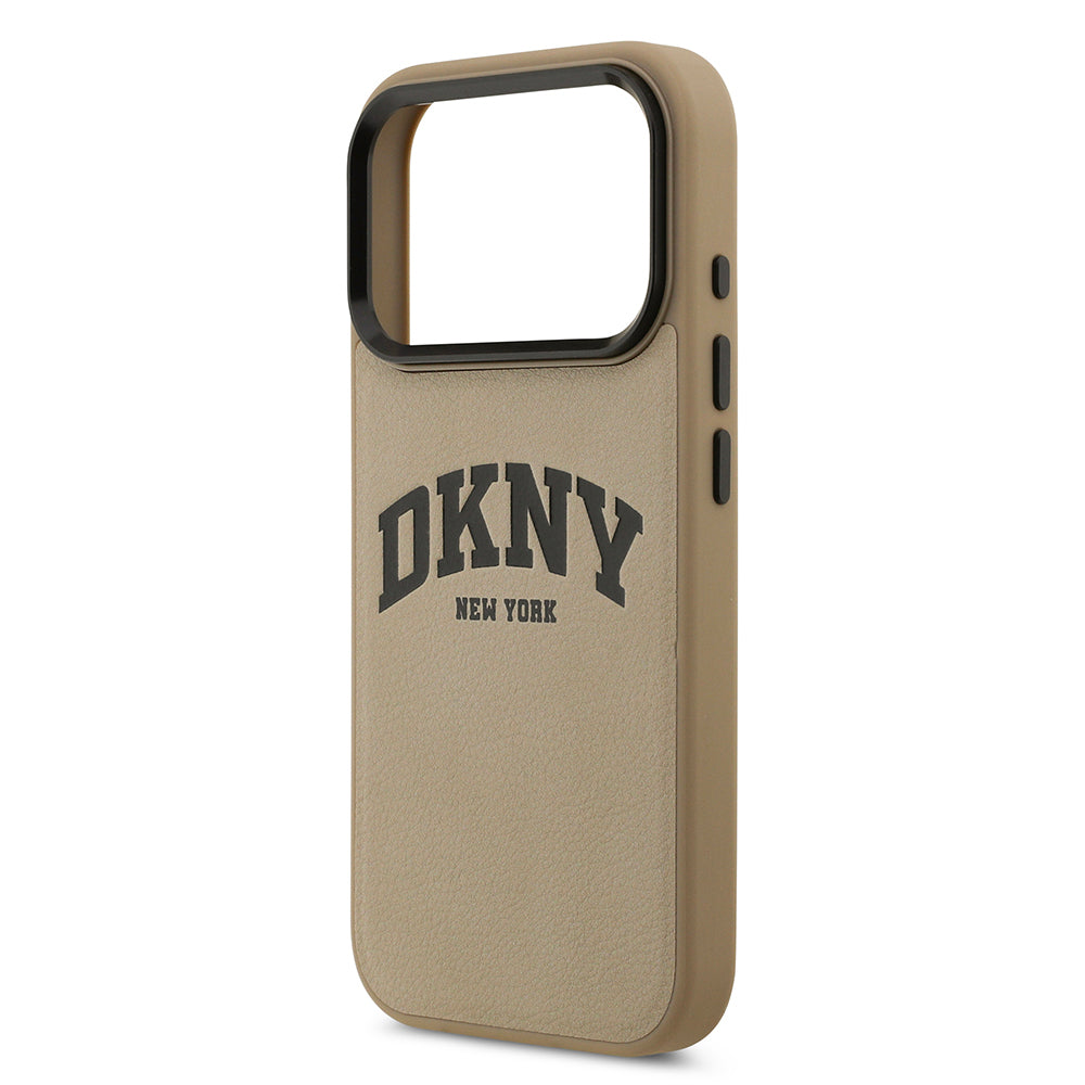 Apple iPhone 17 Pro Max Kılıf DKNY Orjinal Lisanslı M-safe Şarj Özellikli PU Deri Kabartmalı Kapak Siyah