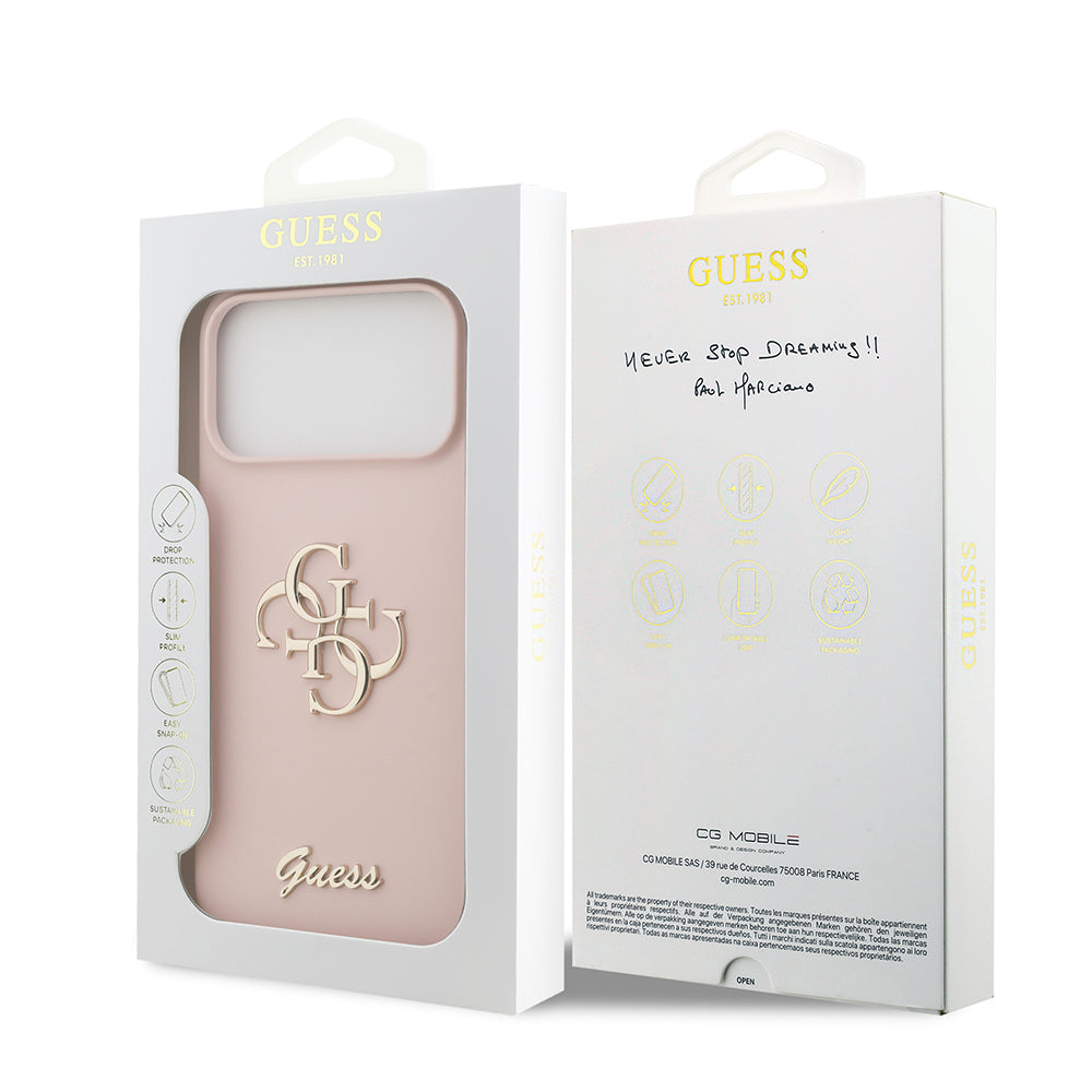 Apple iPhone 17 Pro Max Kılıf Guess Orjinal Lisanslı Grained Yazı Logolu Kapak Yeşil