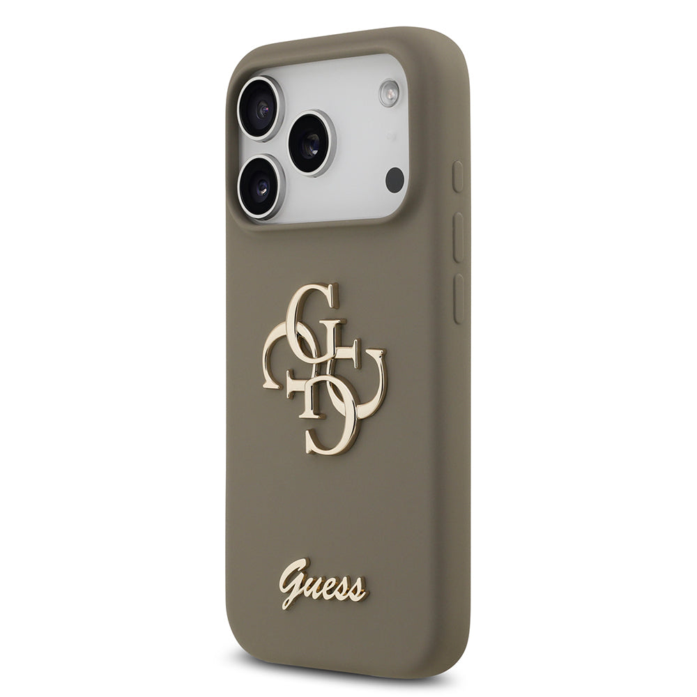 Apple iPhone 17 Pro Max Kılıf Guess Orjinal Lisanslı Grained Yazı Logolu Kapak Kahverengi