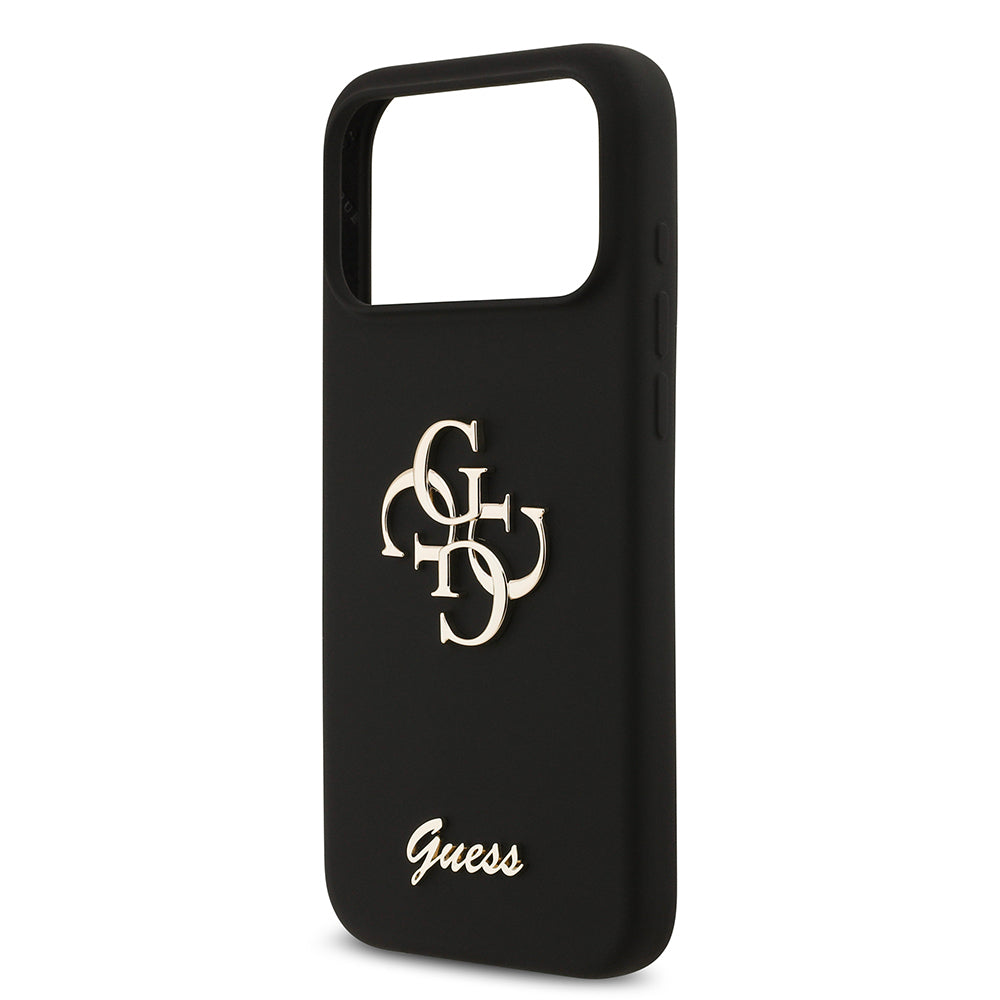 Apple iPhone 17 Pro Max Kılıf Guess Orjinal Lisanslı Grained Yazı Logolu Kapak Siyah