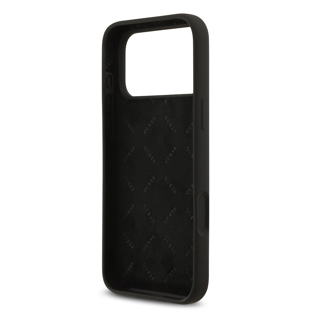 Apple iPhone 17 Pro Max Kılıf Guess Orjinal Lisanslı Grained Yazı Logolu Kapak Siyah
