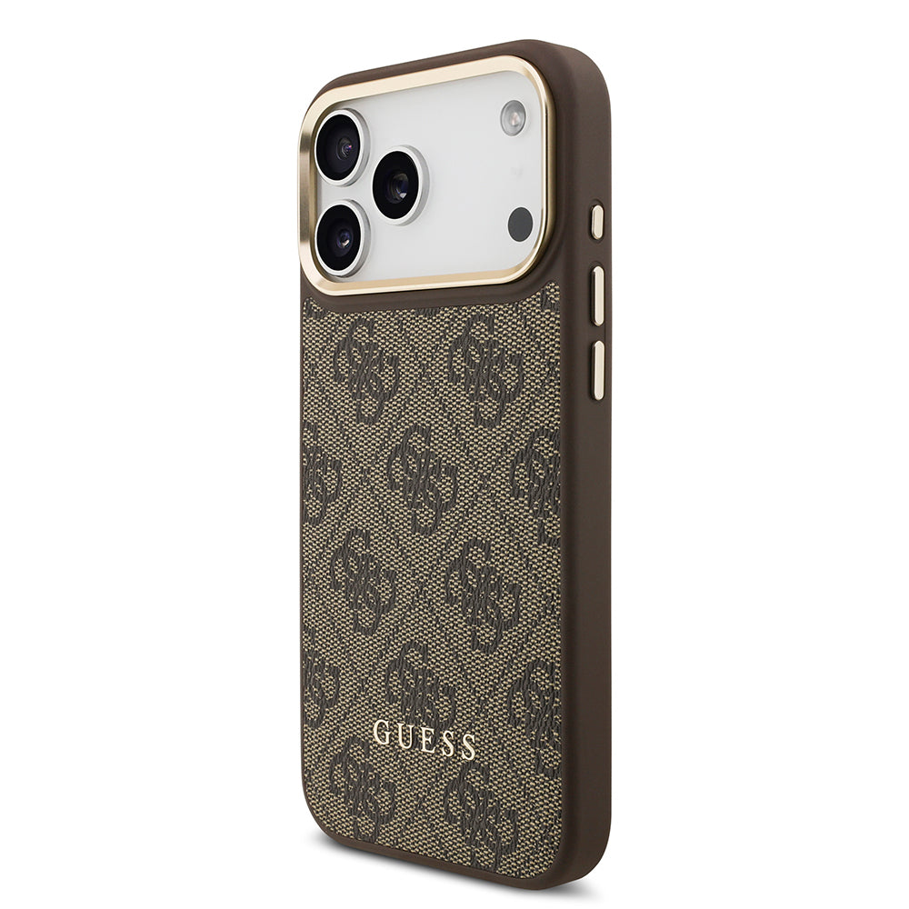 Apple iPhone 17 Pro Max Kılıf Guess Orjinal Lisanslı M-safe Şarj Özellikli 4G Metal Büyük Logolu Kartlıklı Kapak Siyah