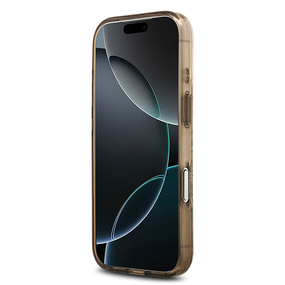 Apple iPhone 17 Pro Max Kılıf Guess Orjinal Lisanslı M-safe Şarj Özellikli Flower Tonal Circle Kapak Kahverengi