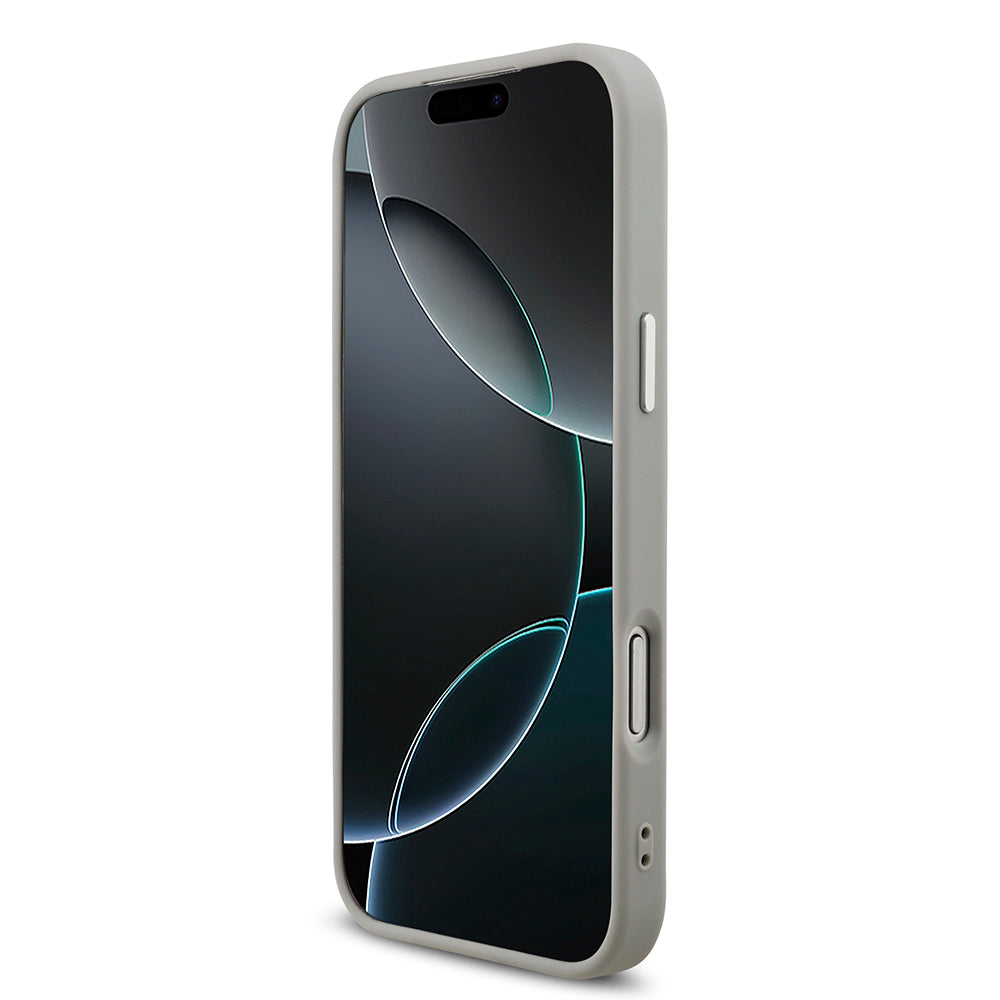 Apple iPhone 17 Pro Max Kılıf Guess Orjinal Lisanslı M-safe Şarj Özellikli Metal Kamera Çerçeveli Üçgen Logolu Glitter Kapak Gold