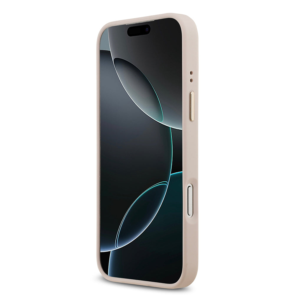Apple iPhone 17 Pro Max Kılıf Guess Orjinal Lisanslı M-safe Şarj Özellikli Sıcak Baskılı Yazı Logolu PU Deri Peony Kapak Kahverengi