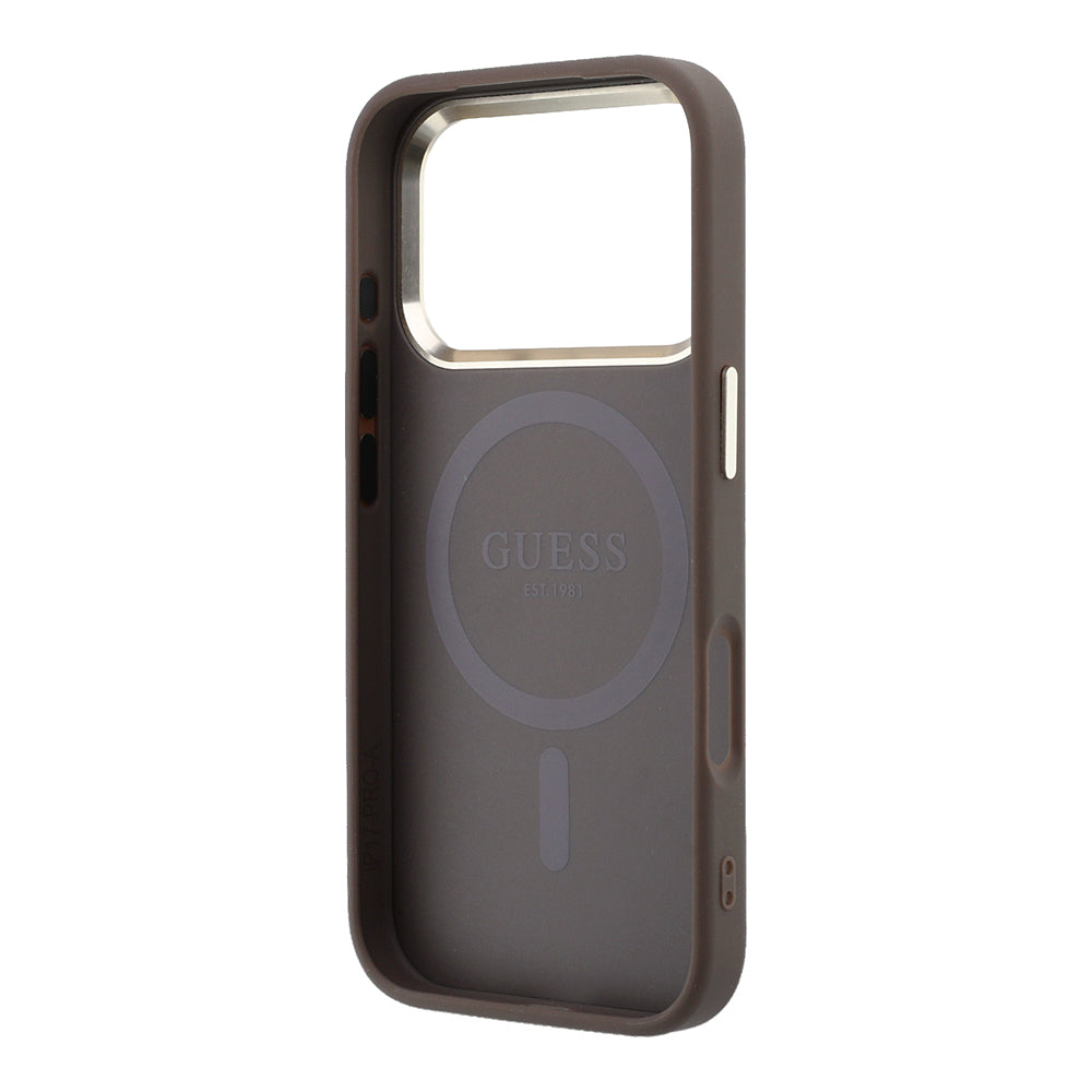 Apple iPhone 17 Pro Max Kılıf Guess Orjinal Lisanslı M-safe Şarj Özellikli Small 4G Classic Logolu Kapak
