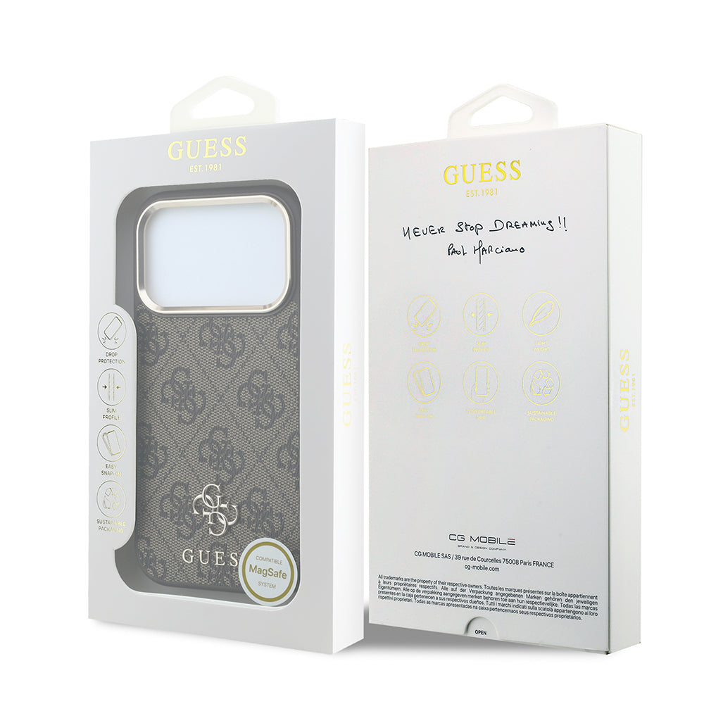 Apple iPhone 17 Pro Max Kılıf Guess Orjinal Lisanslı M-safe Şarj Özellikli Small 4G Classic Logolu Kapak