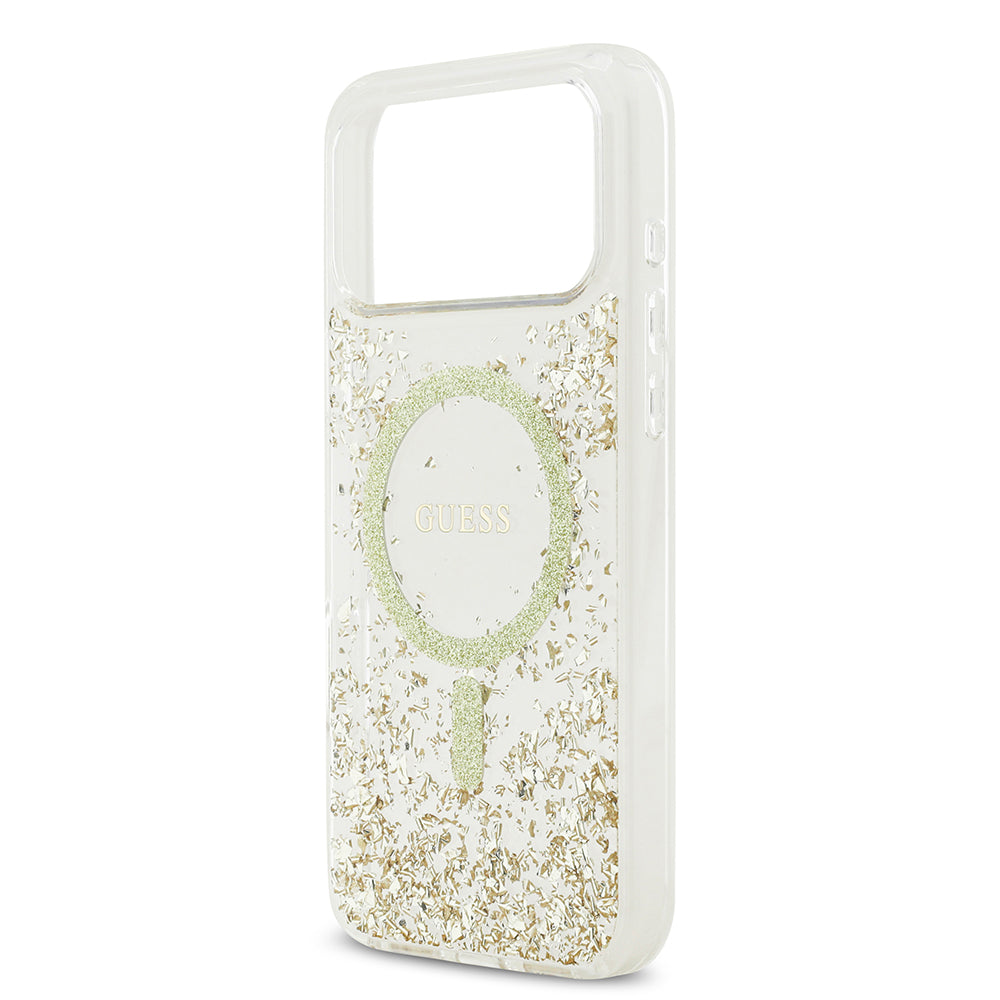 Apple iPhone 17 Pro Max Kılıf Guess Orjinal Lisanslı M-safe Şarj Özellikli Transparan Resin Bottom Kapak Gold