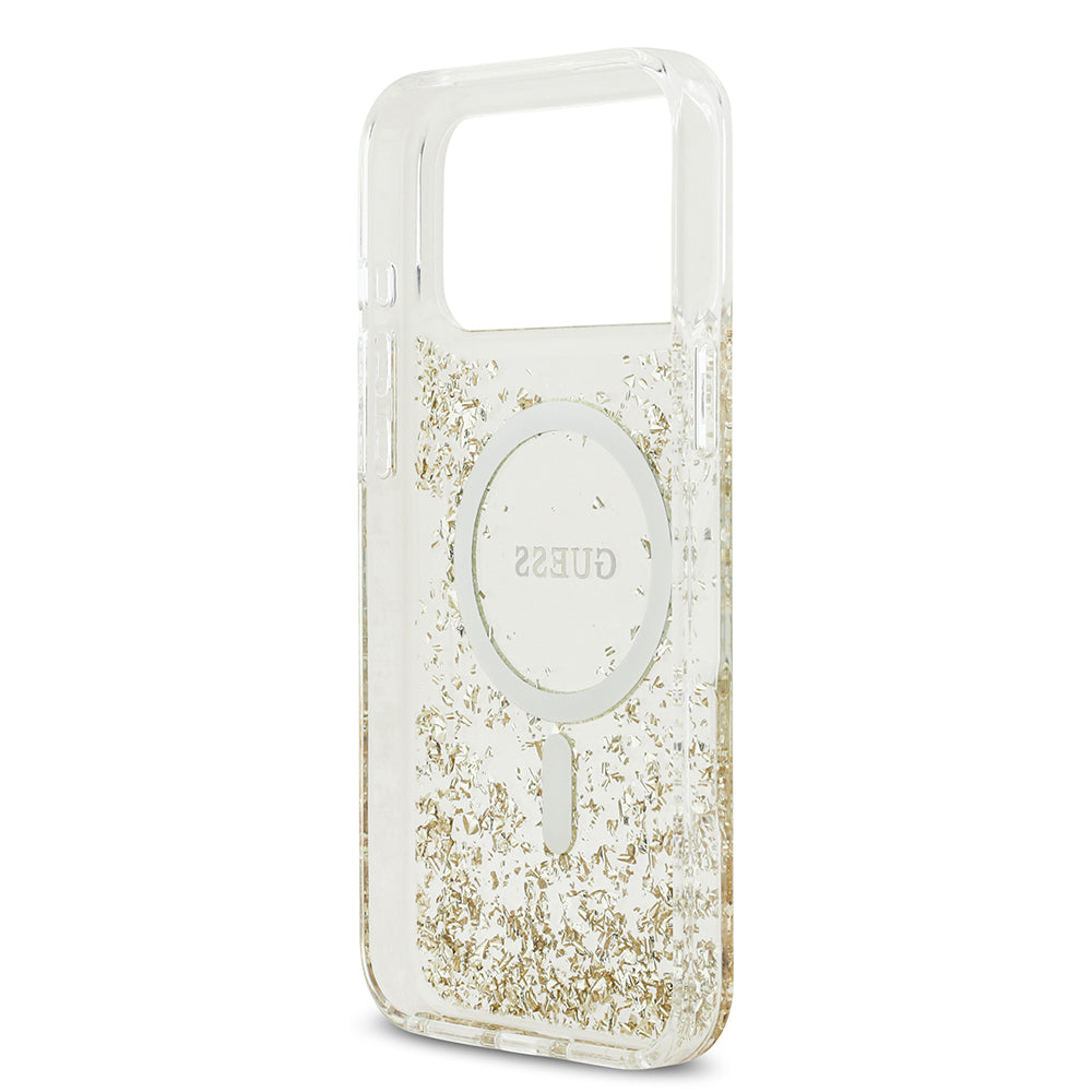 Apple iPhone 17 Pro Max Kılıf Guess Orjinal Lisanslı M-safe Şarj Özellikli Transparan Resin Bottom Kapak Pembe