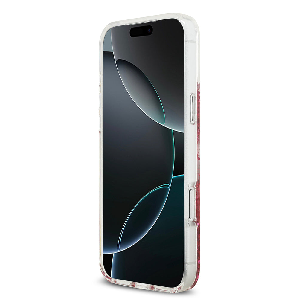 Apple iPhone 17 Pro Max Kılıf Guess Orjinal Lisanslı M-safe Şarj Özellikli Transparan Resin Bottom Kapak Pembe