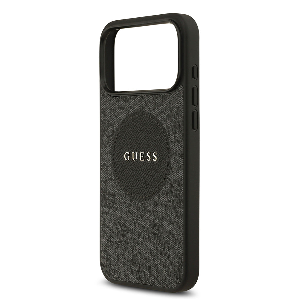 Apple iPhone 17 Pro Max Kılıf Guess Orjinal Lisanslı M-safe Şarj Özellikli Yazı Logolu Circle Classic Kapak Pembe