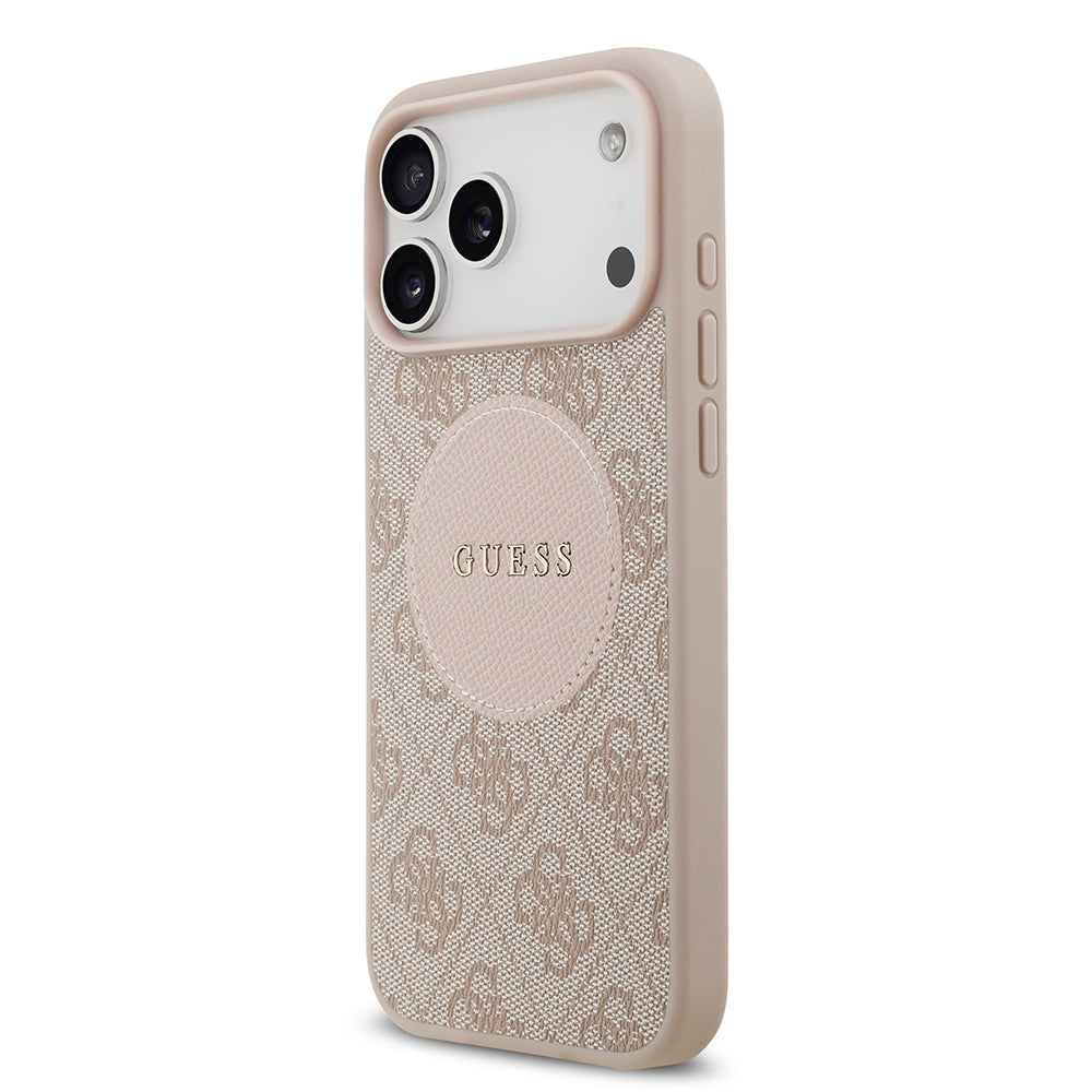 Apple iPhone 17 Pro Max Kılıf Guess Orjinal Lisanslı M-safe Şarj Özellikli Yazı Logolu Circle Classic Kapak Siyah