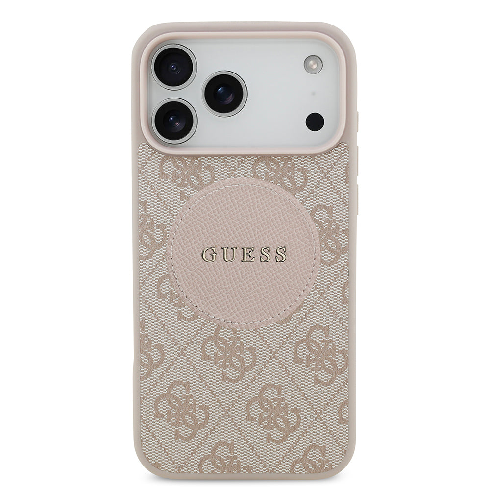 Apple iPhone 17 Pro Max Kılıf Guess Orjinal Lisanslı M-safe Şarj Özellikli Yazı Logolu Circle Classic Kapak Siyah