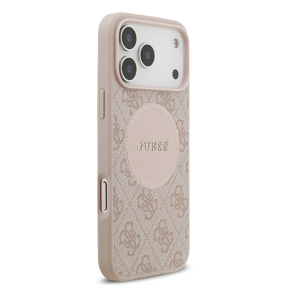 Apple iPhone 17 Pro Max Kılıf Guess Orjinal Lisanslı M-safe Şarj Özellikli Yazı Logolu Circle Classic Kapak Siyah