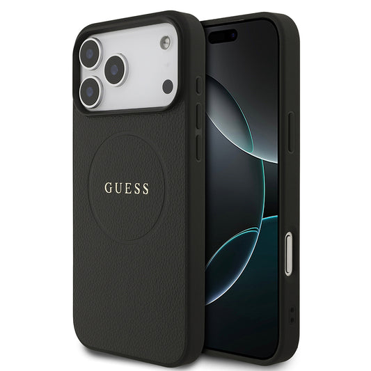 Apple iPhone 17 Pro Max Kılıf Guess Orjinal Lisanslı M-safe Şarj Özellikli Yazı Logolu PU Deri Kapak