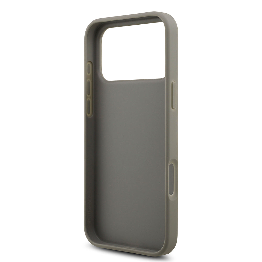 Apple iPhone 17 Pro Max Kılıf Guess Orjinal Lisanslı Taşlı Arka Yüzey Üçgen Logolu Kapak Gümüş