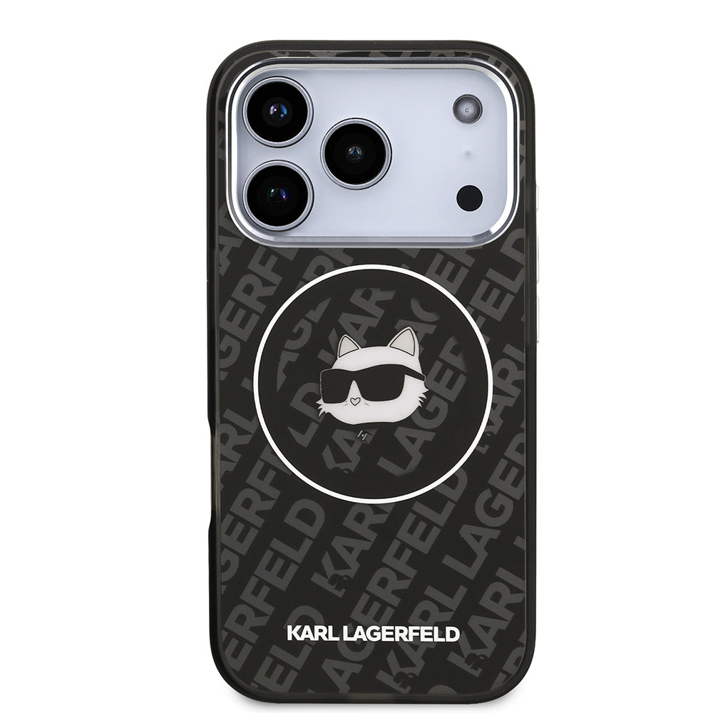 Apple iPhone 17 Pro Max Kılıf Karl Lagerfeld Orjinal Lisanslı IML Baskılı Choupette Heads Kapak Siyah