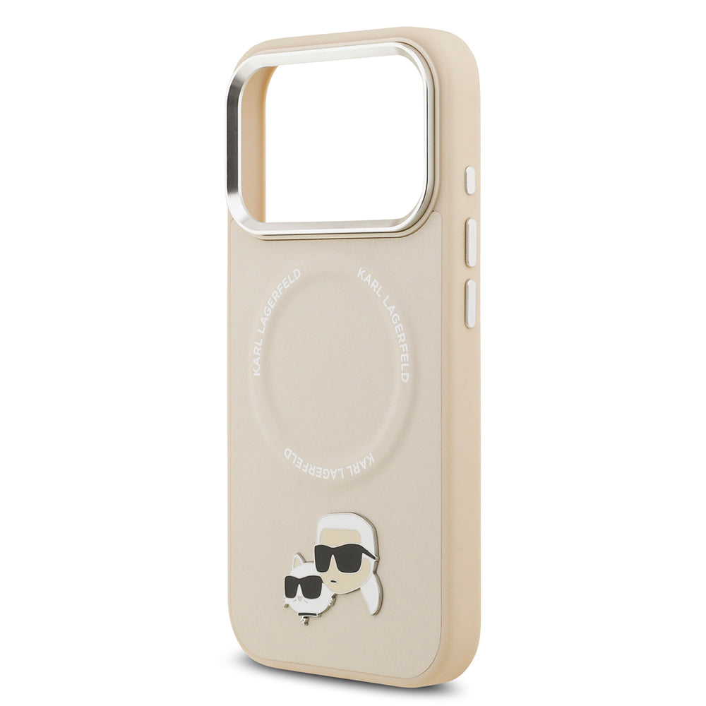 Apple iPhone 17 Pro Max Kılıf Karl Lagerfeld Orjinal Lisanslı M-safe Şarj Özellikli Metal Kamera ve Buton Tasarımlı K&C PU Deri Kapak Siyah