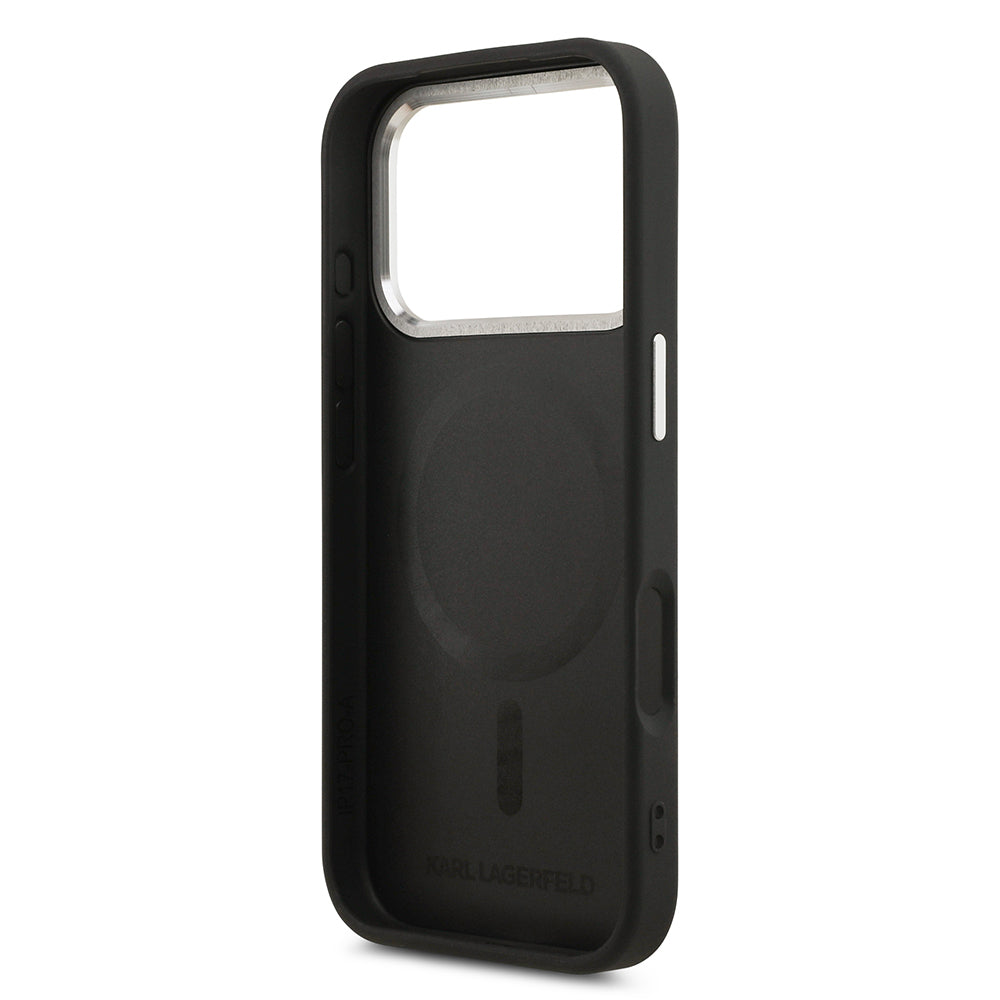 Apple iPhone 17 Pro Max Kılıf Karl Lagerfeld Orjinal Lisanslı M-safe Şarj Özellikli Metal Kamera ve Buton Tasarımlı Paris RSG PU Deri Kapak Kahverengi