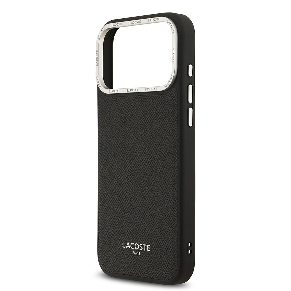 Apple iPhone 17 Pro Max Kılıf Lacoste Orjinal Lisanslı M-safe Şarj Özellikli Champs Elysees PU Deri Tasarımlı Kapak Pembe