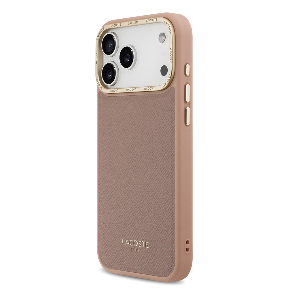 Apple iPhone 17 Pro Max Kılıf Lacoste Orjinal Lisanslı M-safe Şarj Özellikli Champs Elysees PU Deri Tasarımlı Kapak Siyah