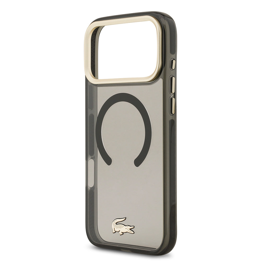 Apple iPhone 17 Pro Max Kılıf Lacoste Orjinal Lisanslı M-safe Şarj Özellikli Gold Timsah Logolu Buzlu Kapak Yeşil