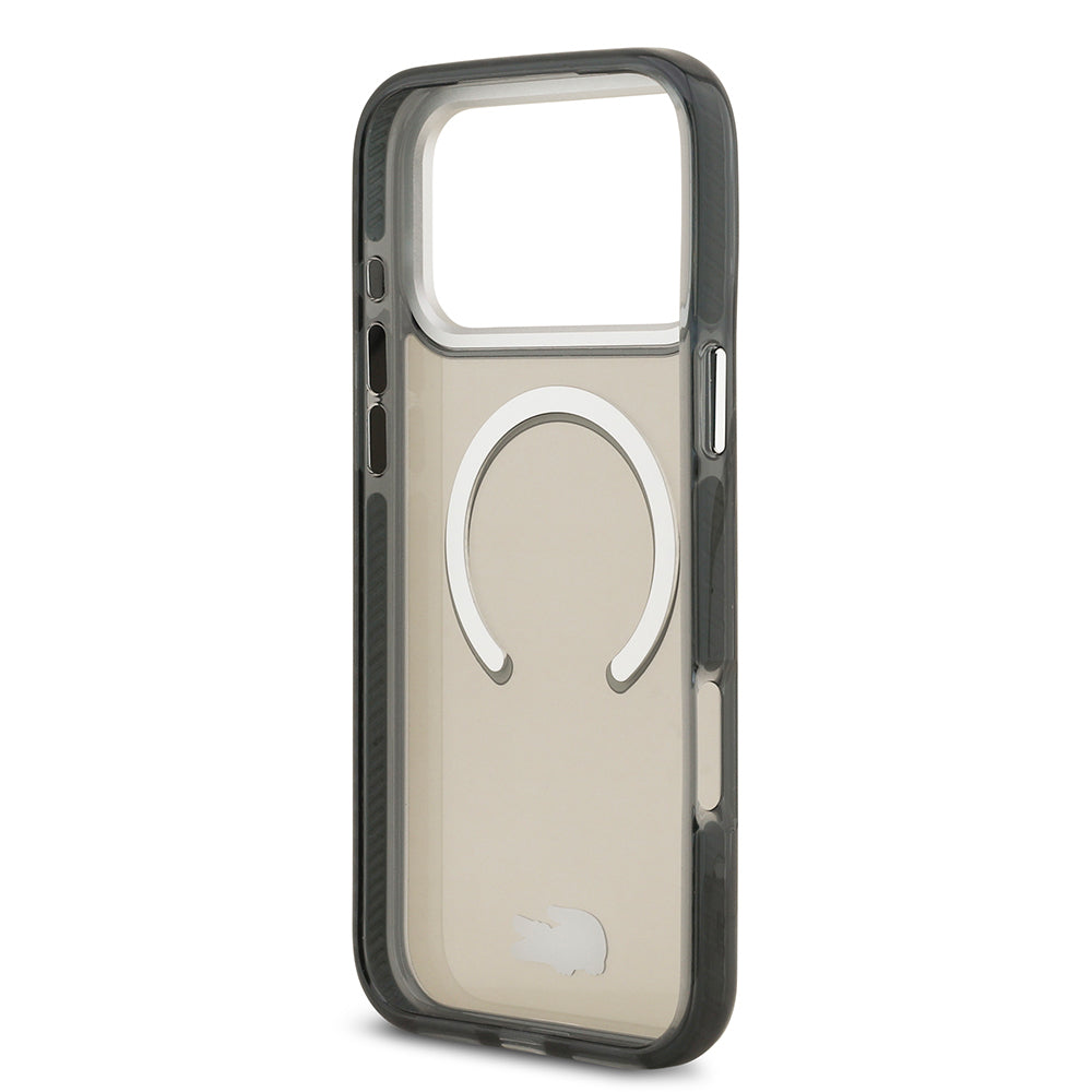 Apple iPhone 17 Pro Max Kılıf Lacoste Orjinal Lisanslı M-safe Şarj Özellikli İkonik Timsah Logolu Buzlu Kapak Beyaz