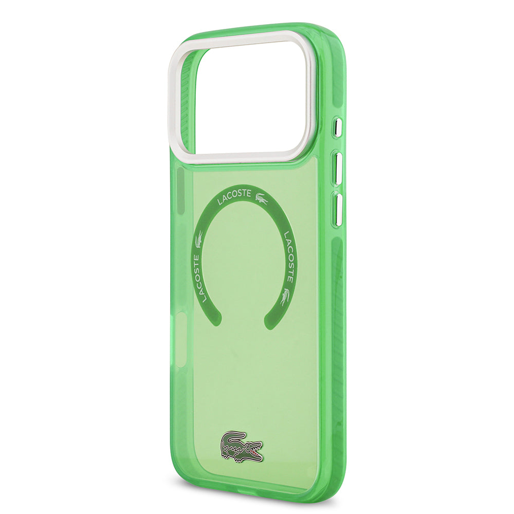 Apple iPhone 17 Pro Max Kılıf Lacoste Orjinal Lisanslı M-safe Şarj Özellikli İkonik Timsah Logolu Buzlu Kapak Gri