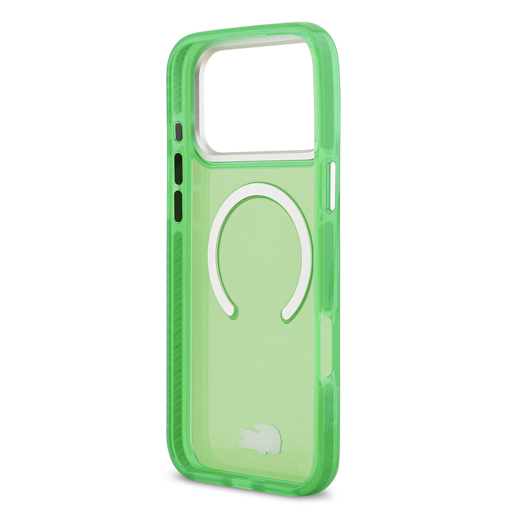 Apple iPhone 17 Pro Max Kılıf Lacoste Orjinal Lisanslı M-safe Şarj Özellikli İkonik Timsah Logolu Buzlu Kapak Gri