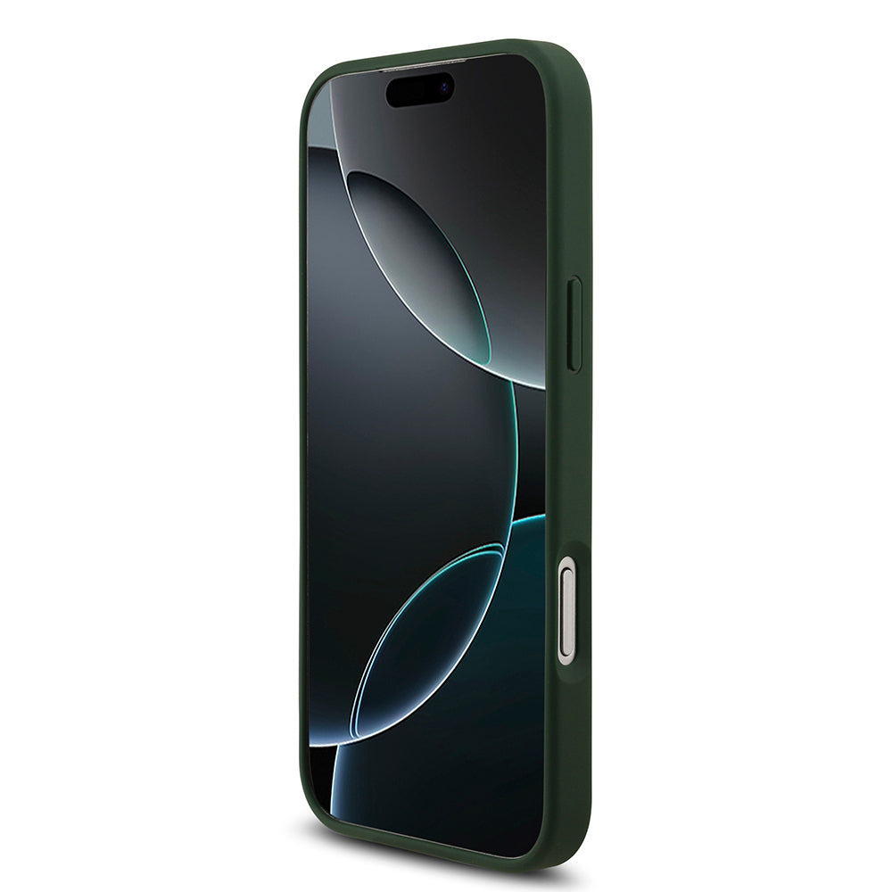 Apple iPhone 17 Pro Max Kılıf Lacoste Orjinal Lisanslı M-safe Şarj Özellikli PU Deri Tasarımlı Metal Logolu Kapak Yeşil