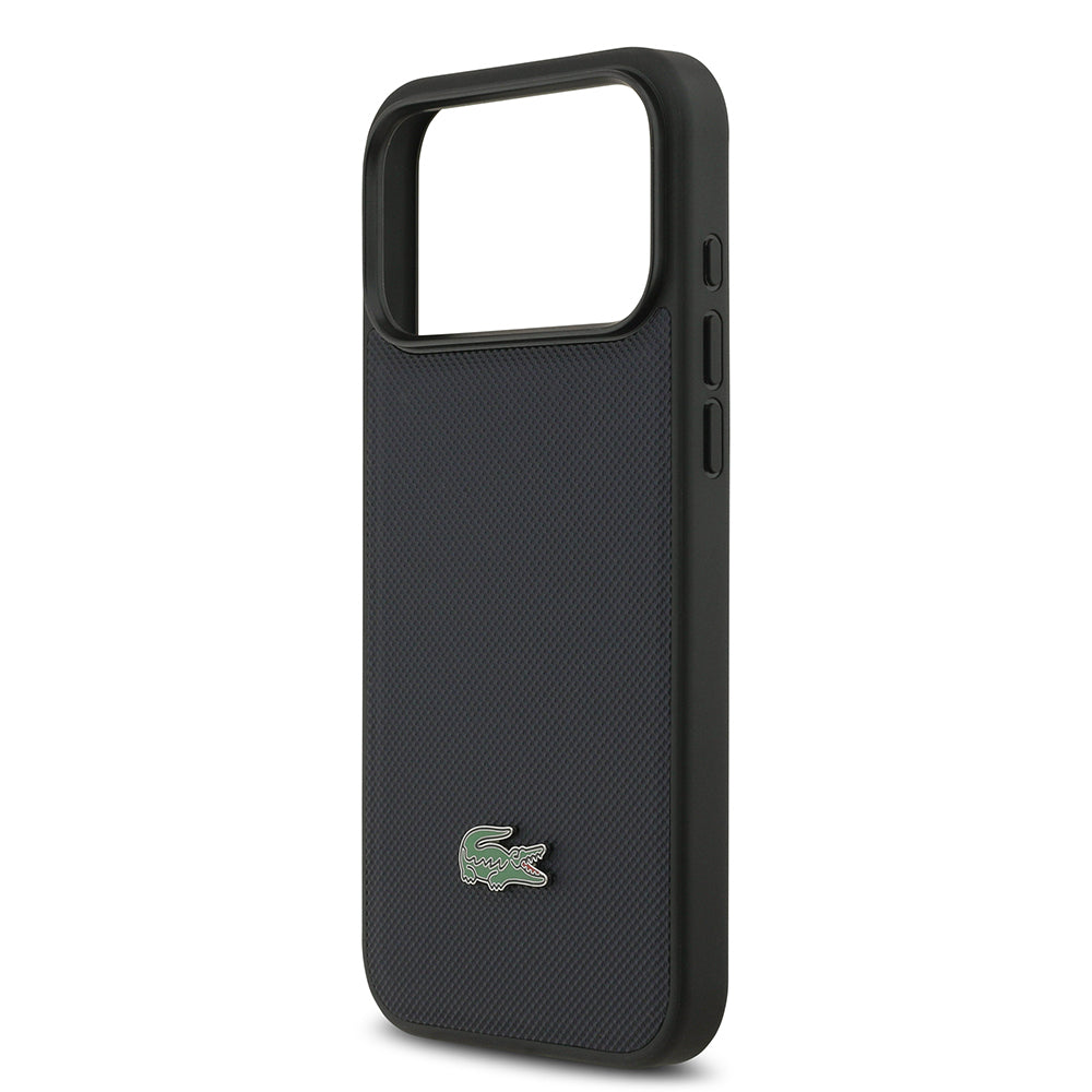 Apple iPhone 17 Pro Max Kılıf Lacoste Orjinal Lisanslı M-safe Şarj Özellikli PU Pike Desenli Metal Logolu Kartlıklı Kapak Yeşil