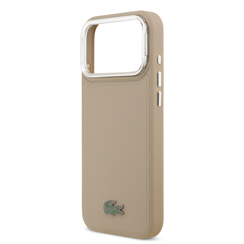 Apple iPhone 17 Pro Max Kılıf Lacoste Orjinal Lisanslı M-safe Şarj Özellikli PU Pike Desenli Standlı Metal Logolu Kapak Yeşil