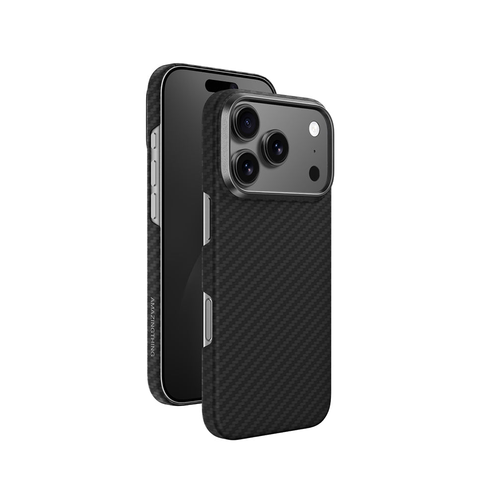 Apple iPhone 17 Pro Max Kılıf M-safe Şarj Özellikli 1500D Aramid Fiber Amazingthing Titan Max Serisi Kapak Siyah