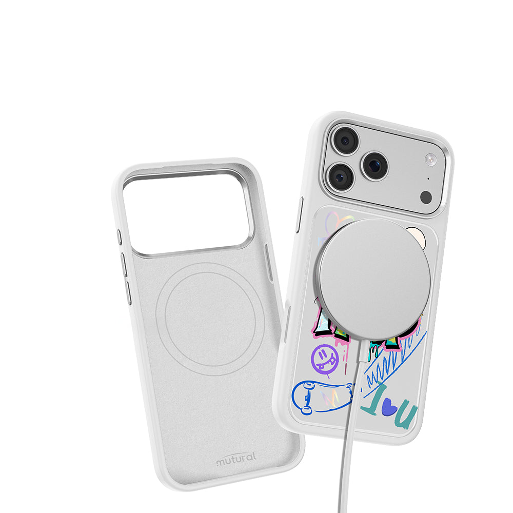 Apple iPhone 17 Pro Max Kılıf M-safe Şarj Özellikli 3D Baskılı Tasarım Mutural Graffiti Serisi Kapak