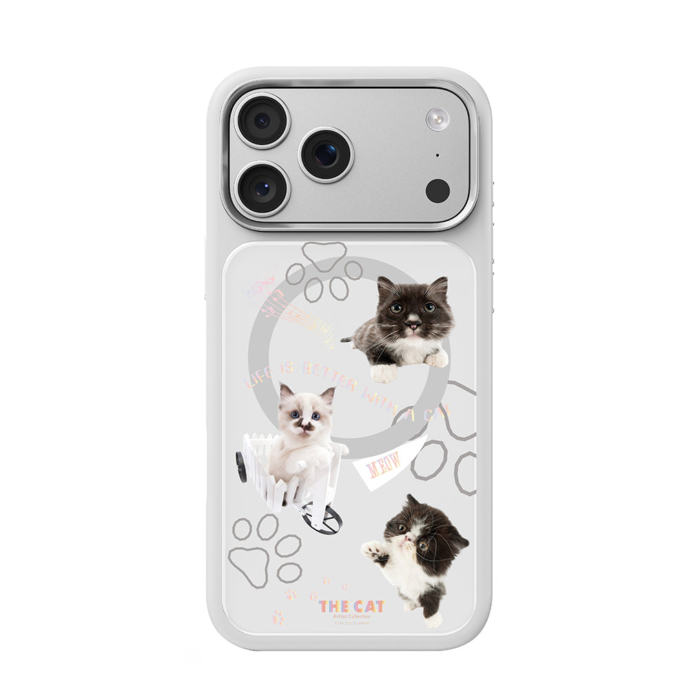 Apple iPhone 17 Pro Max Kılıf M-safe Şarj Özellikli 3D Baskılı Tasarım Mutural The Cat Serisi Kapak