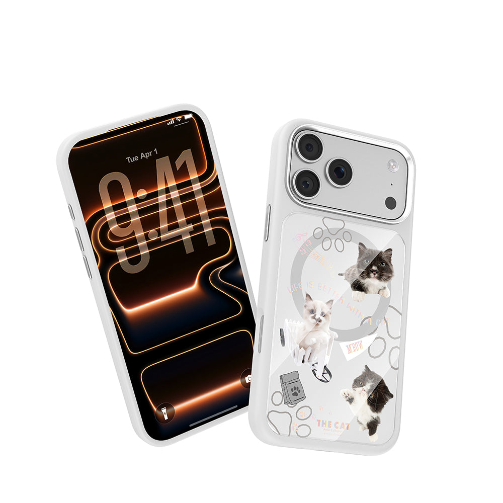 Apple iPhone 17 Pro Max Kılıf M-safe Şarj Özellikli 3D Baskılı Tasarım Mutural The Cat Serisi Kapak