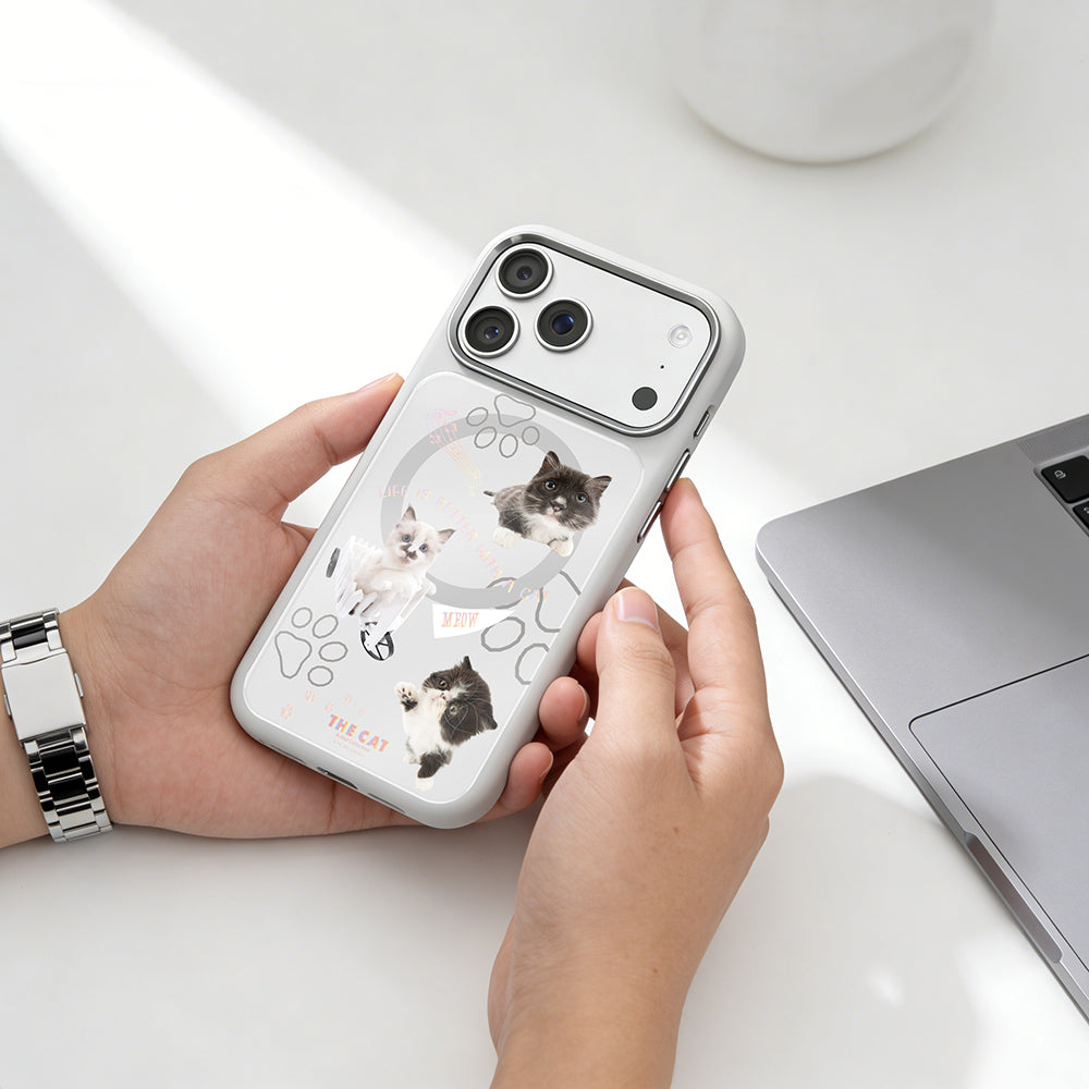 Apple iPhone 17 Pro Max Kılıf M-safe Şarj Özellikli 3D Baskılı Tasarım Mutural The Cat Serisi Kapak