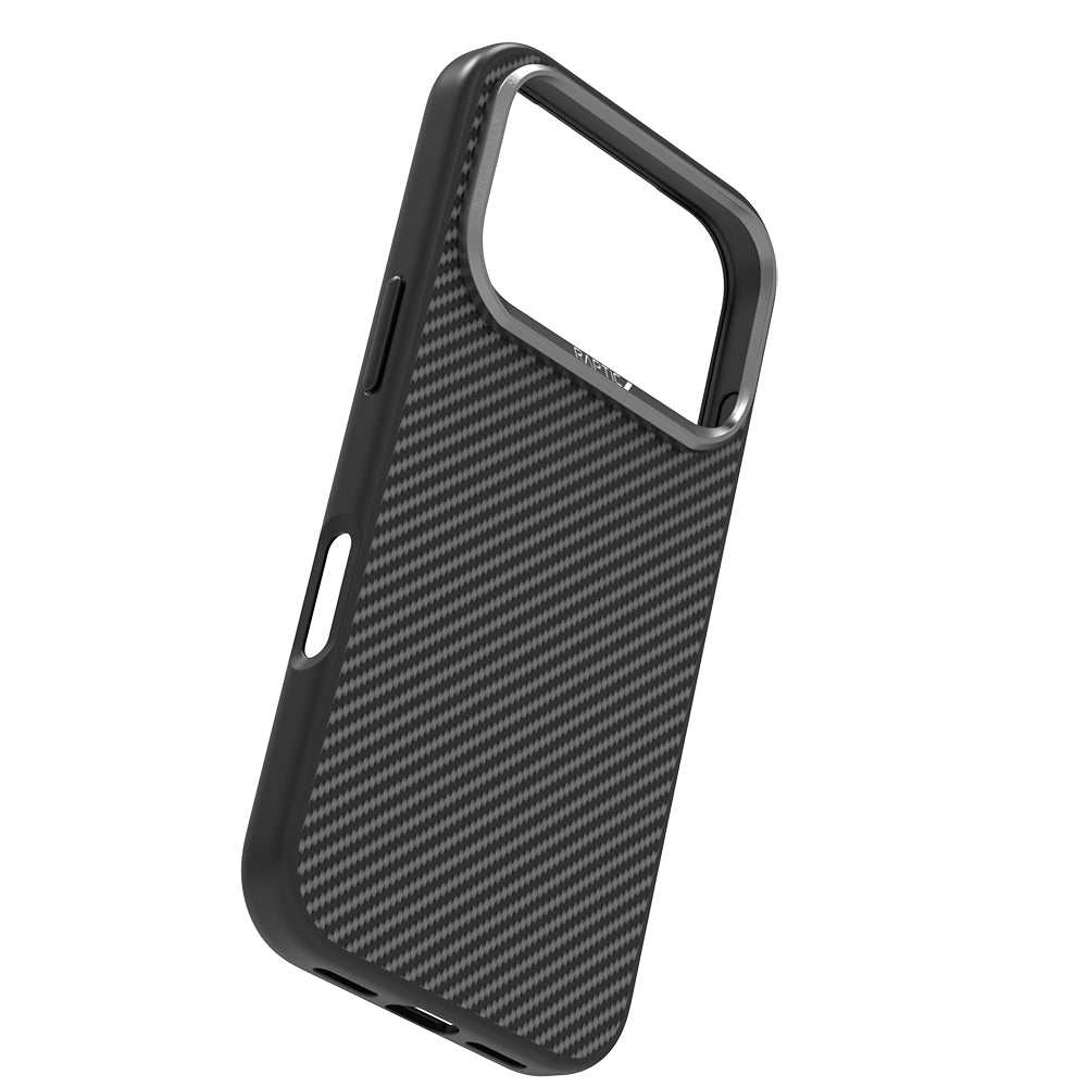 Apple iPhone 17 Pro Max Kılıf M-safe Şarj Özellikli 600D Metal Kamera Çerçeveli Raptic Aramid Fiber Serisi Kapak Siyah