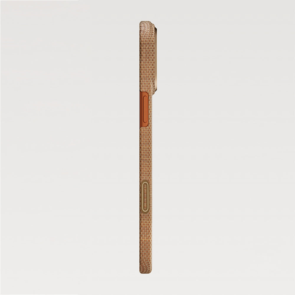 Apple iPhone 17 Pro Max Kılıf M-safe Şarj Özellikli Aramid Fiber Pitaka Glints of Gold Ultra Slim Serisi Kapak Mavi