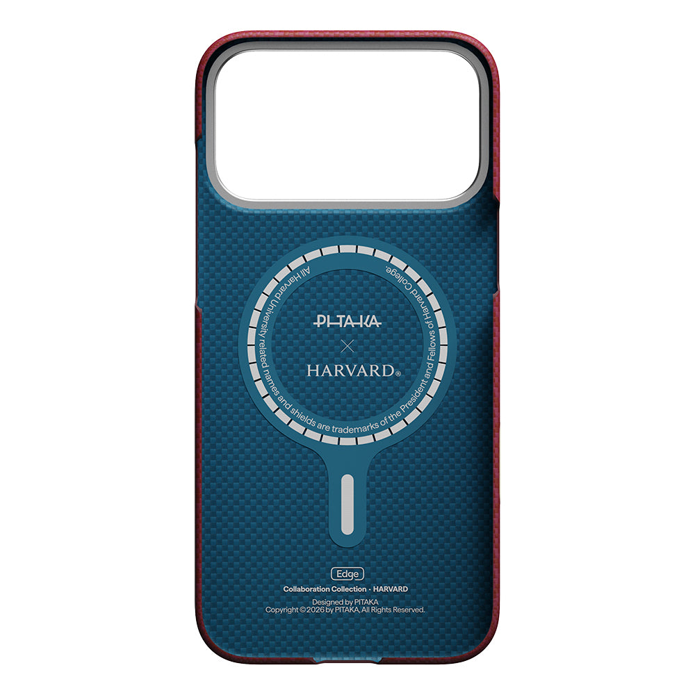 Apple iPhone 17 Pro Max Kılıf M-safe Şarj Özellikli Aramid Karbon Fiber Pitaka Harvard University Serisi Kapak